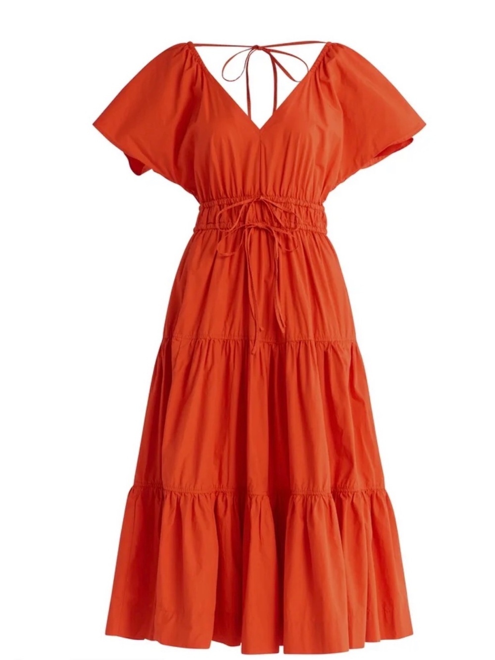 Women's Tiered V-Neck Maxi Dress in Orange